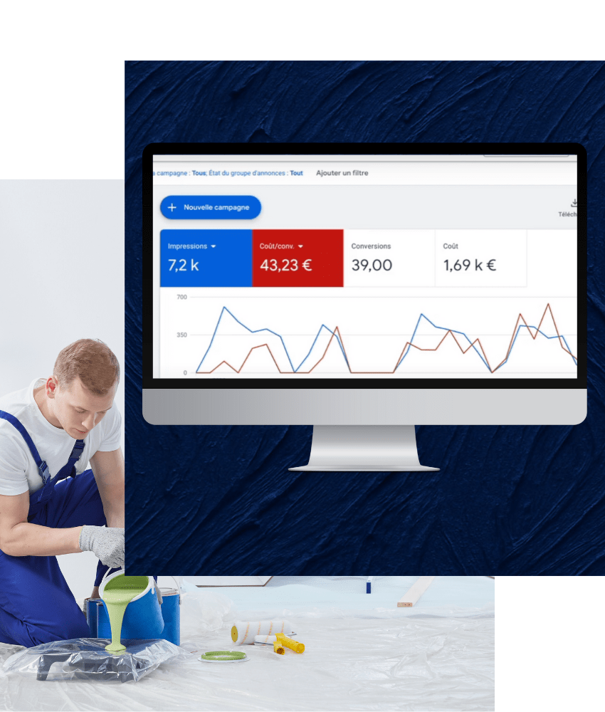 résultats d'une campagne Google Ads performante pour artisans et entreprises du bâtiment gérée par Scorpio Media